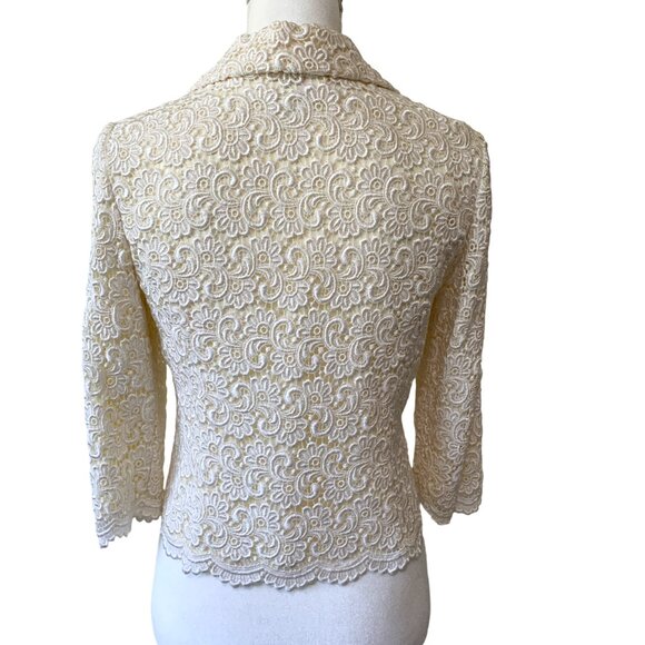 Talbots Lace Jacket Collar ¾ Sleeves Lined Ivory Dressy Vintage Size 2 Petite 2P - Picture 5 of 9